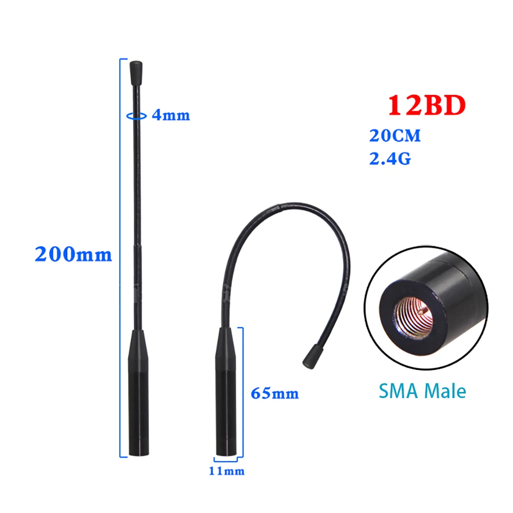 2 piece 2.4GHz WIFI Antenna Soft Whip Lora Lorawan AV Meter Reading Module Omnidirectional 15dbi SMA Male Connector IOT Waterpro