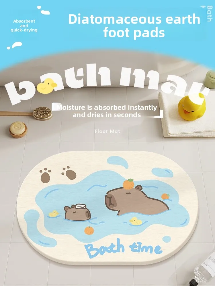 

Коврик для ванной комнаты Qui Dry с защитой от скольжения, силиконовый, для входной двери, для туалета, напольный, для уборки дома, с мультяшным рисунком