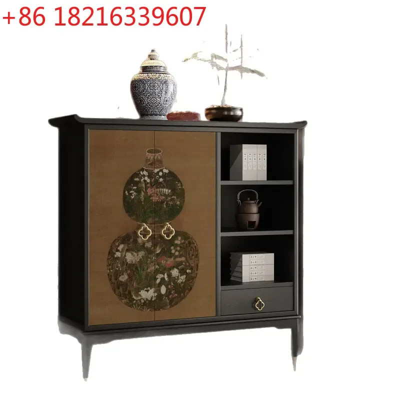 YAONew Chinese Style Solid Wood Dining Sideboard Living Room Wall Mounted Tea Storage Cabinet Song Dynasty Aesthetic Entryway