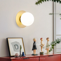 Nordic LED Glass Wall Lamp Minimalist E27 Base Orb Sconce For Bedroom Study Hallway Staircase Aisle Entrance Lighting Fixtures