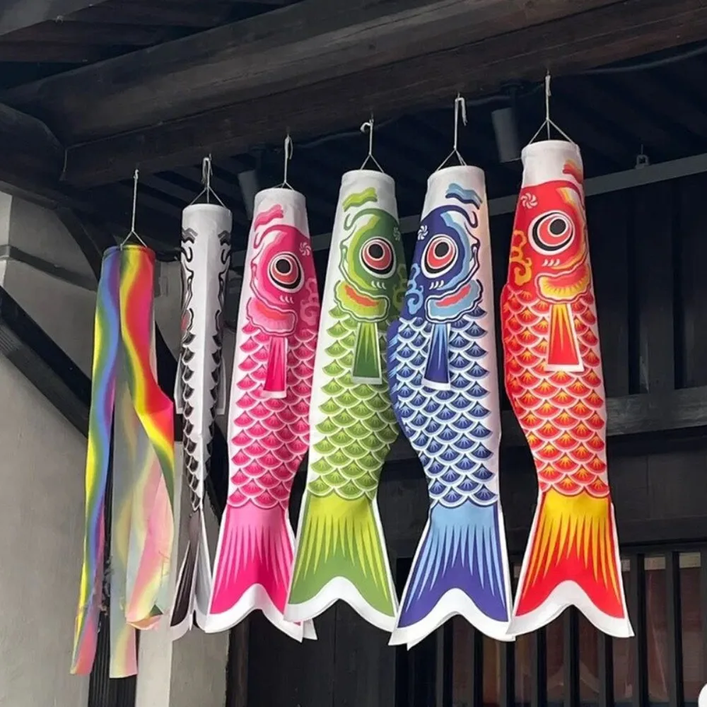 New Japanese Carp Streamer Fish Flag 40/70/100cm Wind Chimes Koinobori Kite Colorful Plastic Flying Yard Hanging Decor