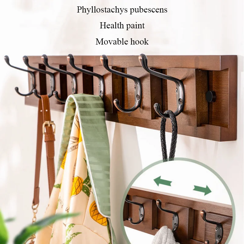 Movable Hooks Entrance Coat Rack Clothes Wall Hanging Shelf Clothing Hangers Key Hat Hooks Percheros Living Room Furniture