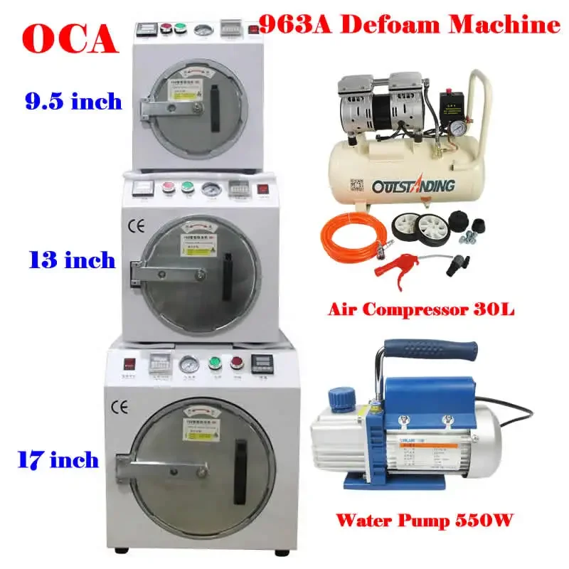 

17 Inch OCA Bubble Remove Defoaming Machine 963A Mini Auto Air-lock for iPhone Samsung Flat Edge LCD Repairing 13 and 9.5 Inch