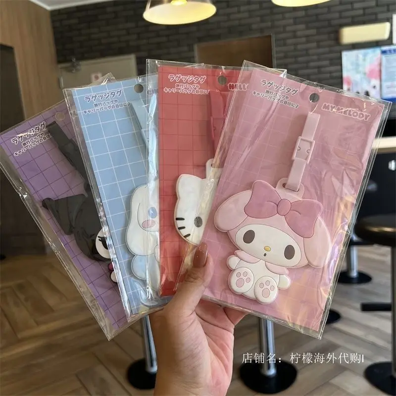 

Мультяшная бирка для багажа Cinnamoroll, бирка для чемодана Hello Kitty, держатель для адреса и ID, для регистрации багажа, портативный, подарок