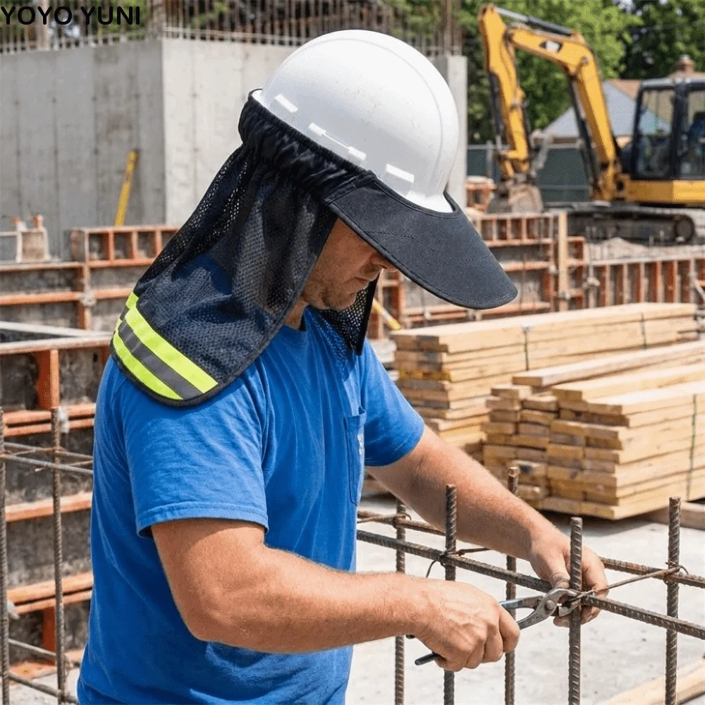Universal Mesh Hard Hat Sun Shield UV Protection Reflective Stripe Reflective Cap Cover Breathable Neck Shield Helmets Gardening