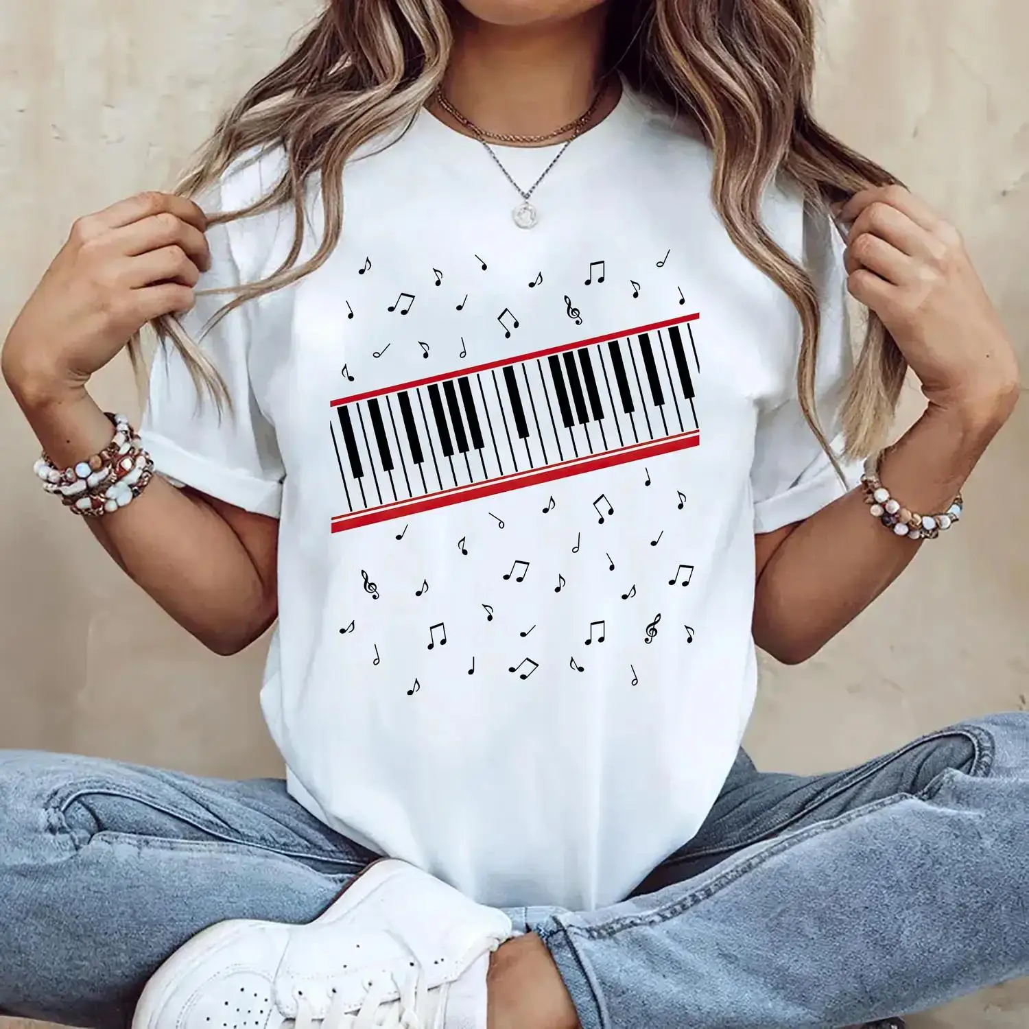 April Shirt for Fan, Beat It Michael T-shirt, Michael Jackson Beat It Piano Keys T Shirt, King of Pop Music Tee