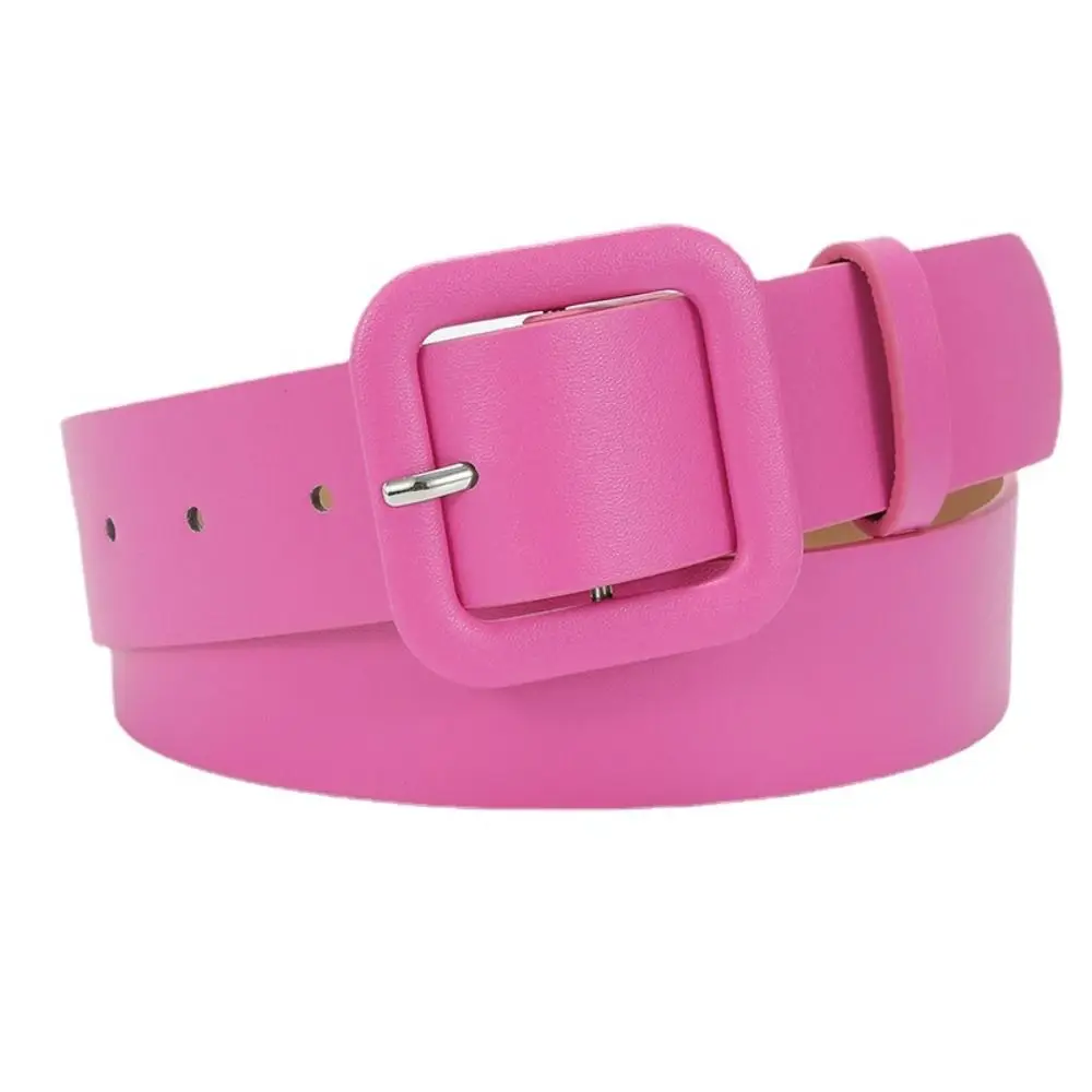 

Sweet Y2k PU Leather Belt Square Buckle Candy Color Wide Belt Waistbands Jeans Decor Trouser Decoration Female/Girls