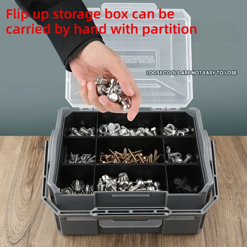 1pc Hardware Toolbox, Home Multifunctional Screw Small Parts Storage Tool, Grid Storage Box, Handheld