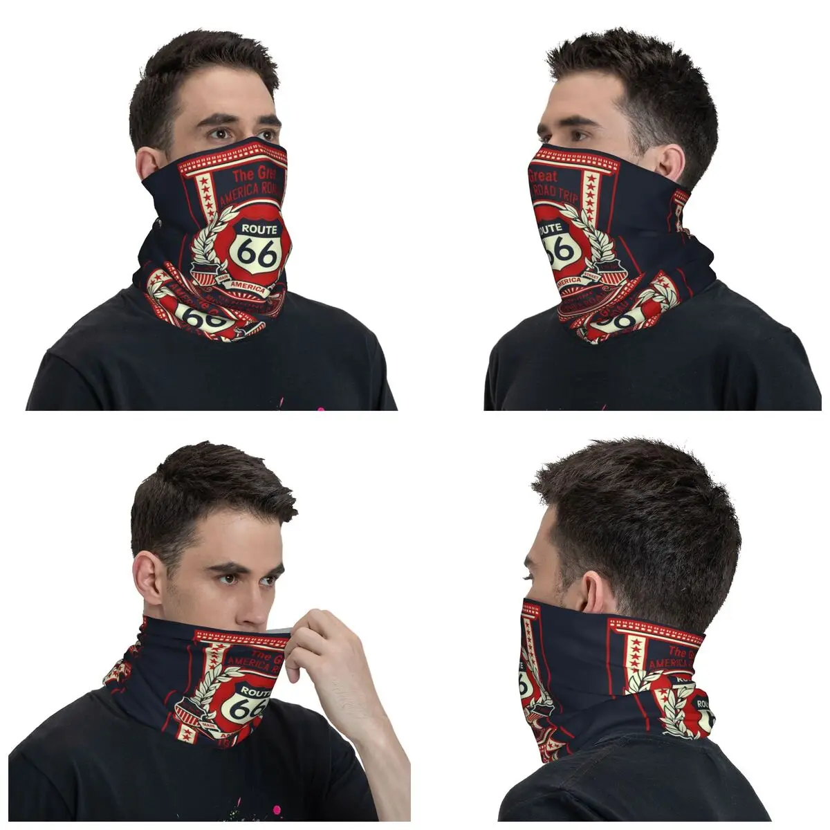 Route 66 USA Bandana Neck Cover Printed California Sign Balaclavas Face Mask Scarf Headwear Unisex Adult Windproof