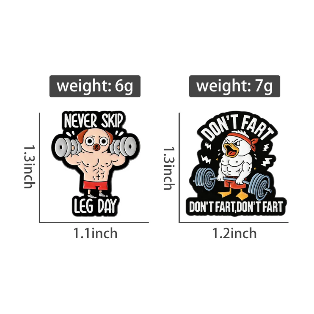Fitness Fun Dog Metal Badge Spoof Fitness Puppy Brooch Backpack Clothing Fitness Dog Pin Decoration Accessories