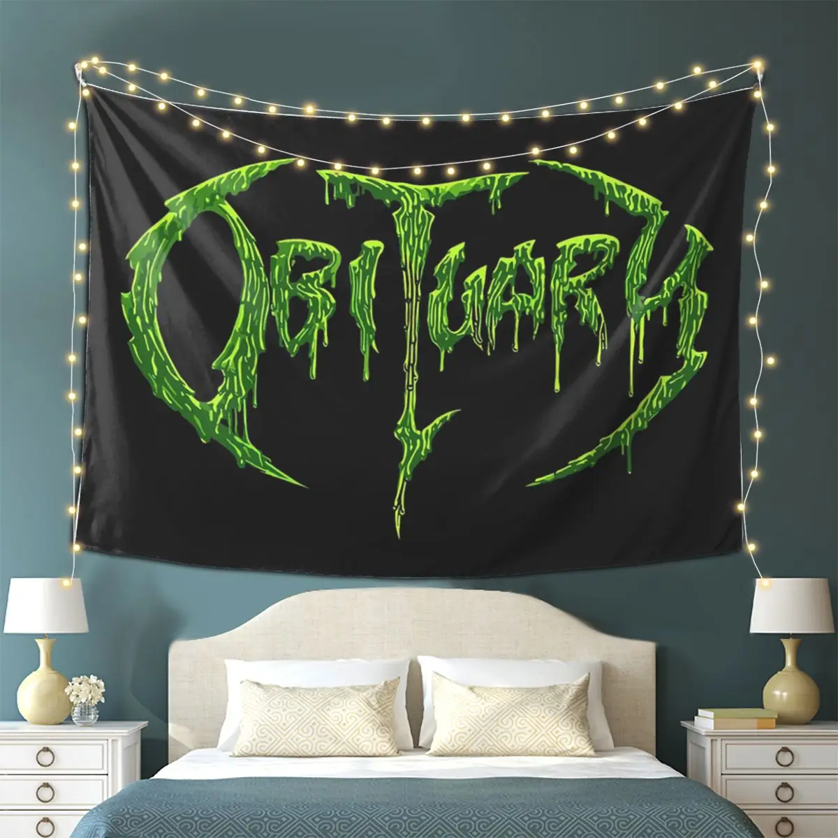 

Adult Obituary Band Logo Death Metal Trucker Tapestry Wall Hanging Aesthetic Home Decor Tapestries for Living Room Bedroom