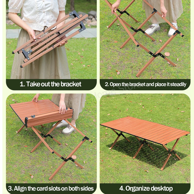 Mesa plegable portátil de acero al carbono para exteriores, mesa de rollo de huevo, mesas de Picnic grandes, mesa de plato plegable ultraligera,