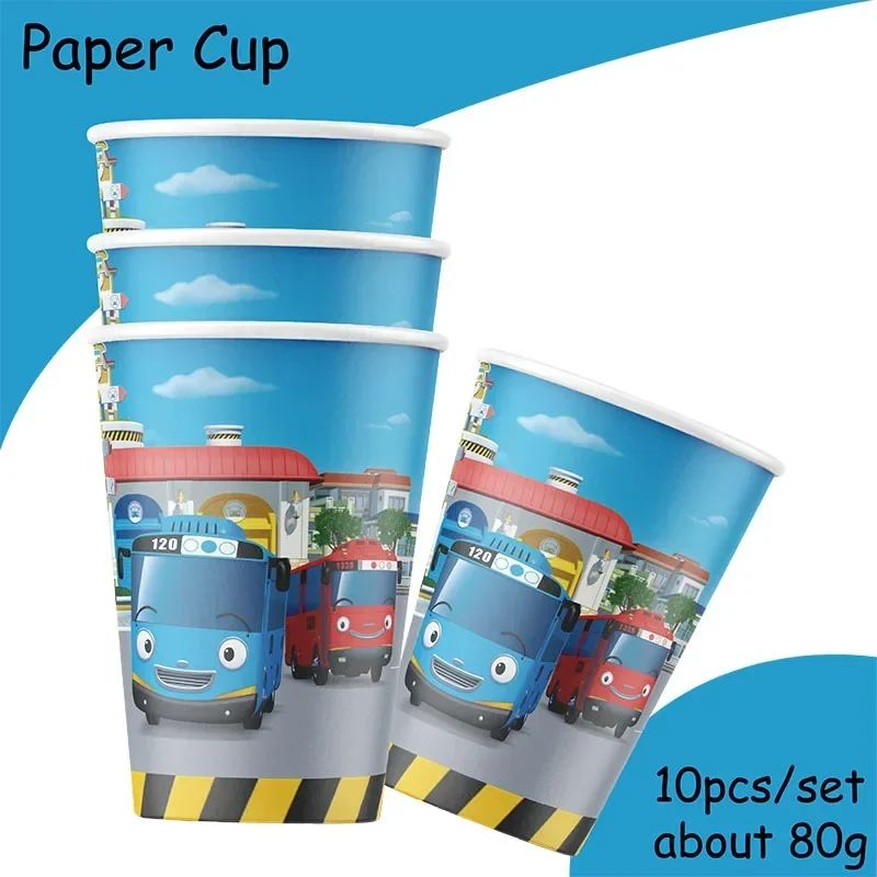 Cartoon Disney Tayo der Kleine BusThema Party Supplies Geschirr Tasse Teller Topper Kind Baby Geburtstag Party Dekoration Baby Dusche