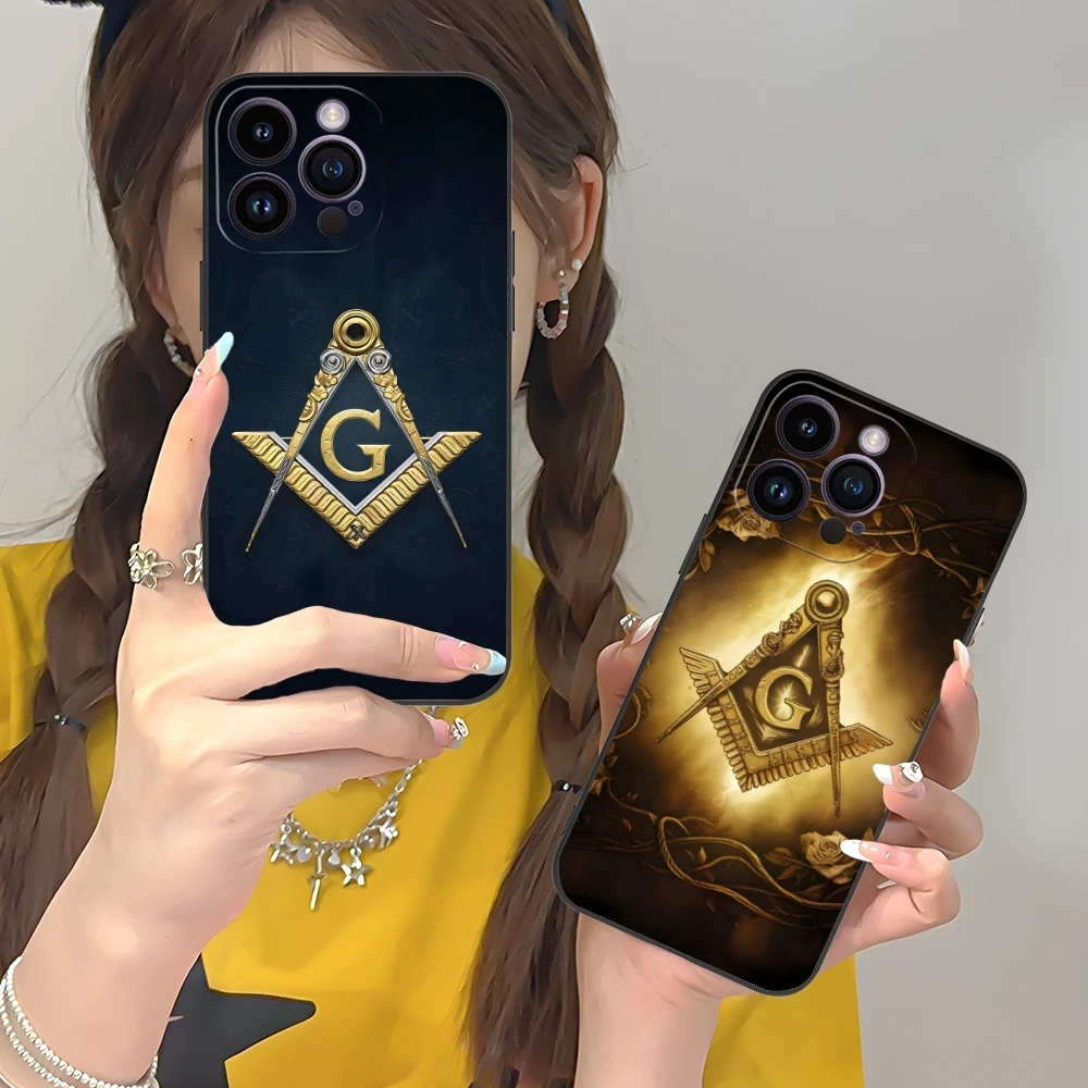 Freemason Painting Color Mobile Cell Phone Case for iPhone 16 15 14 13 12 11 X XR XS 8 7 Pro Max Plus Mini Black Cover Shell