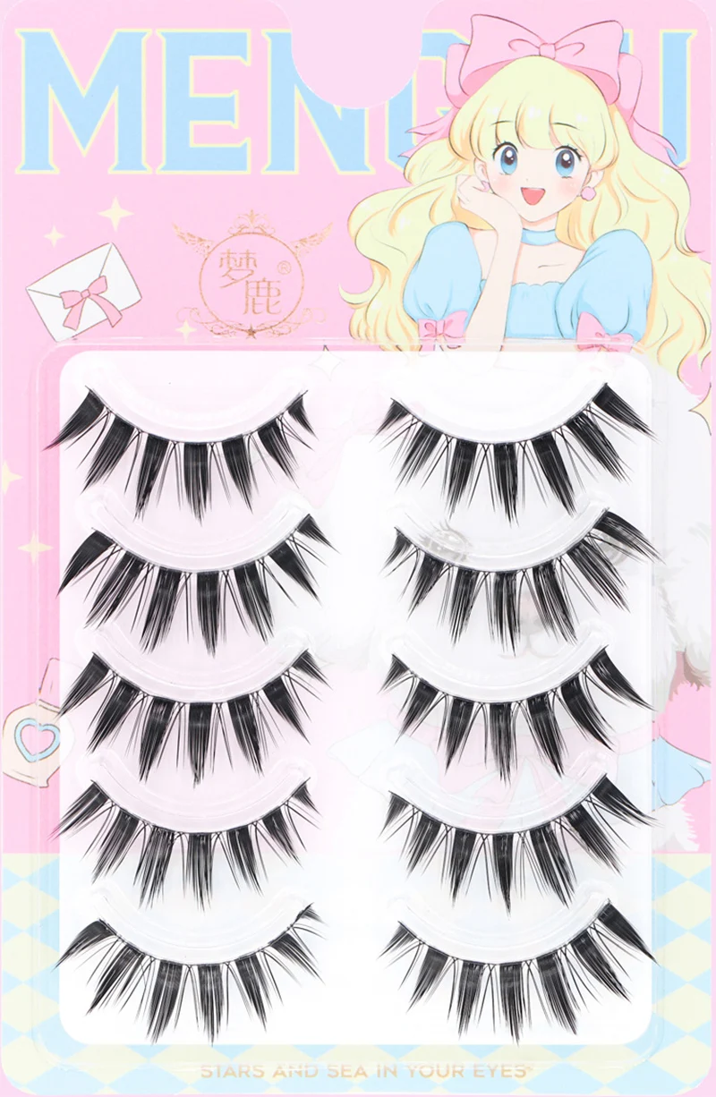 Neue Puppe Wimpern Verlängerung Natürliche Cat Eye Falsche Wimpern Cosplay Make-Up Cross Streifen Wimpern Handgemachte Manga Anime Lash – Detail 7