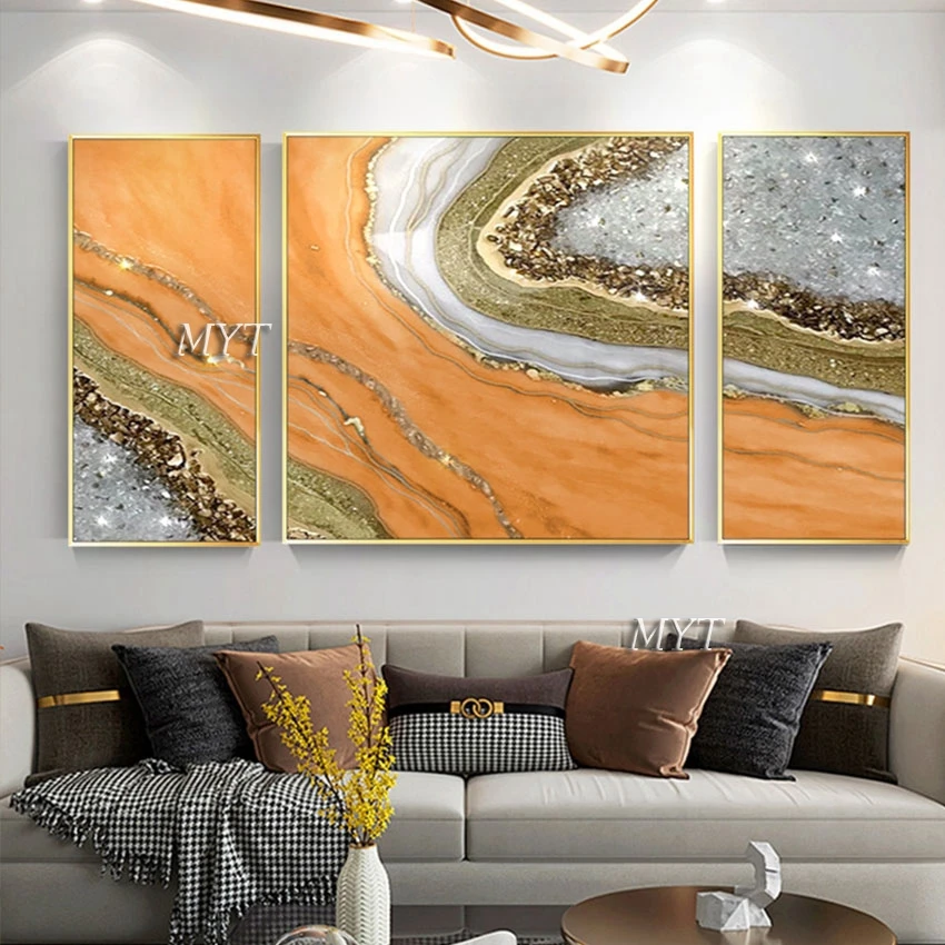 

Unframed 3 Panels Canvas Wall Art Hand-painted Modern Decorative Canvas Abstract Oil Painting Living Room Home Decoration