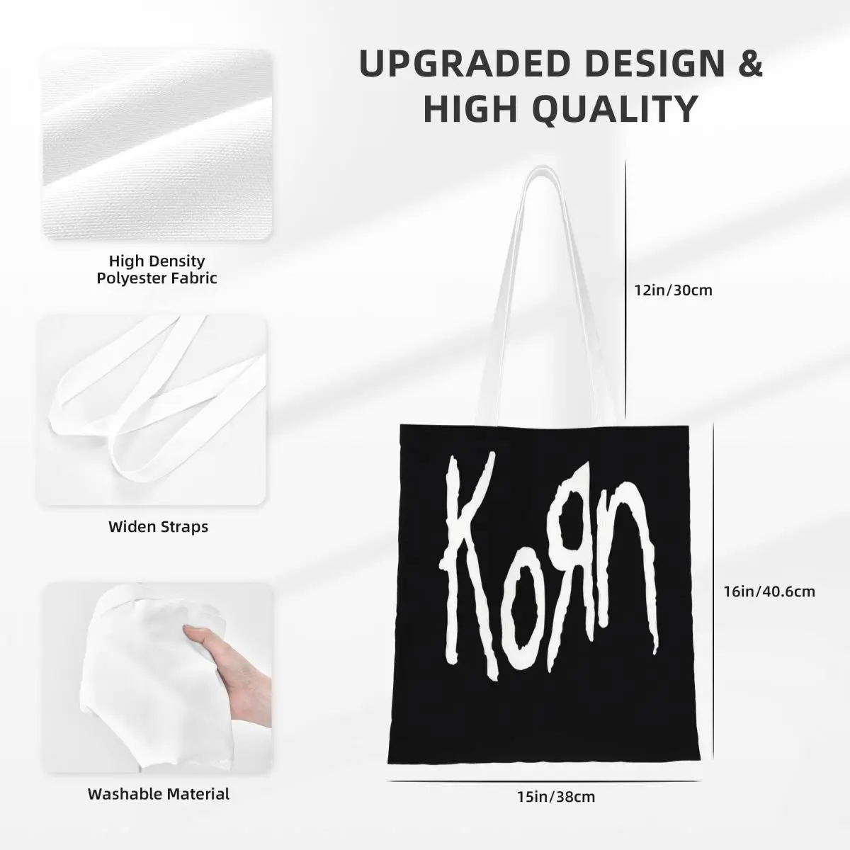 Korn Band Rock Canvas Tote Handbag Grocery Bags Reusable Shopper Bags for Unisex