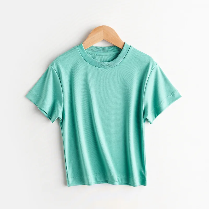 

Summer New Children Pure Cotton Solid color Short-sleeved Middle and Big Children's Round Neck T-shirt Boys Loose Breathable Top