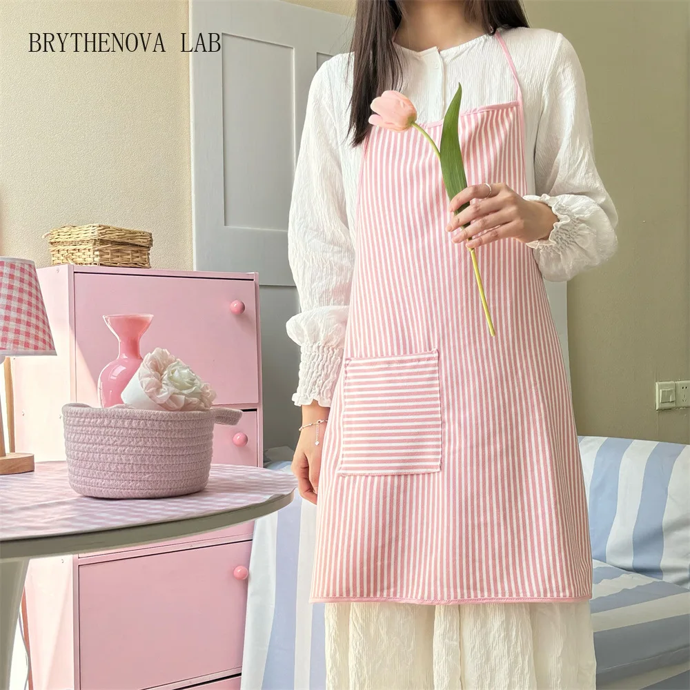 Towel Fabric Simple Striped Apron Hanging Neck Apron Wipe Can Hands Cafe Craft Studio Floral Work