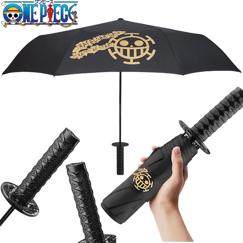 One Piece 8 Bone Manual Operation Umbrella with Thick Durable Keel Rainproof Three Fold Umbrella UV Resistant Folding Umbrella