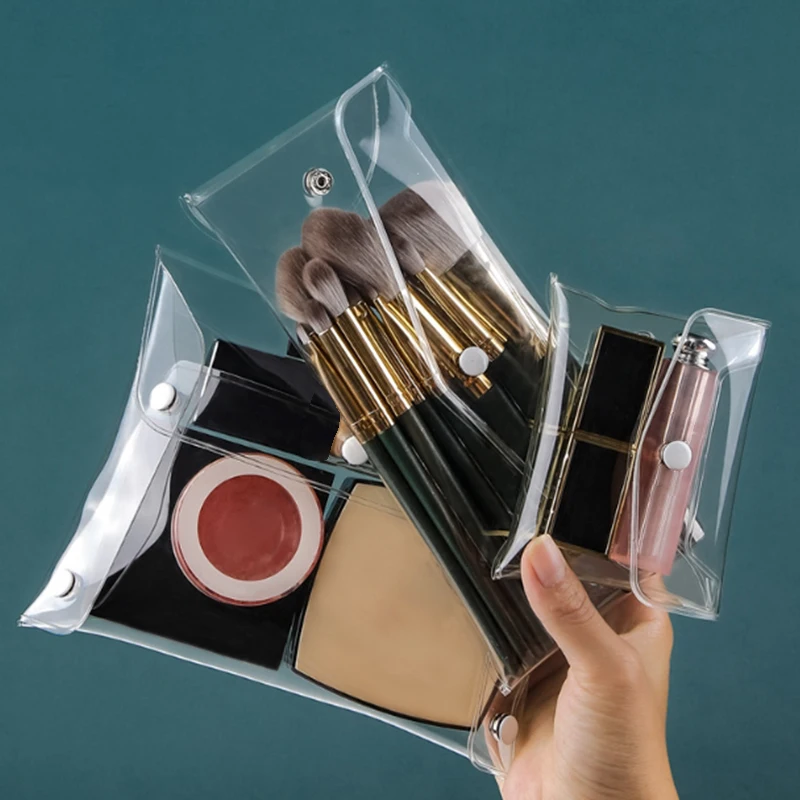 1PC Different Sie Portable Transparent Cosmetic Bag Waterproof PVC Pencil Toiletry Organizer Stationery Storage Bag Makeup Brush