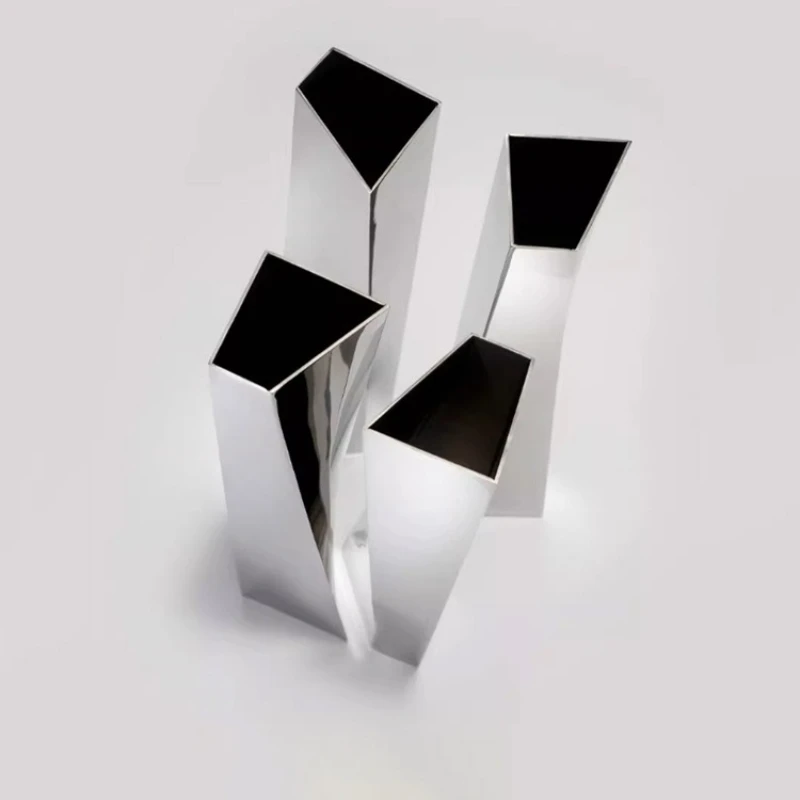 

Stainless steel design high vase, niche wabi sandy wind slender flower arrangement, modern minimalist