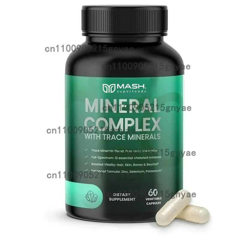 Mineral Complex Capsule Supplements Containing Calcium, Magnesium, Zinc, Potassium, Boron, Selenium and Chromium