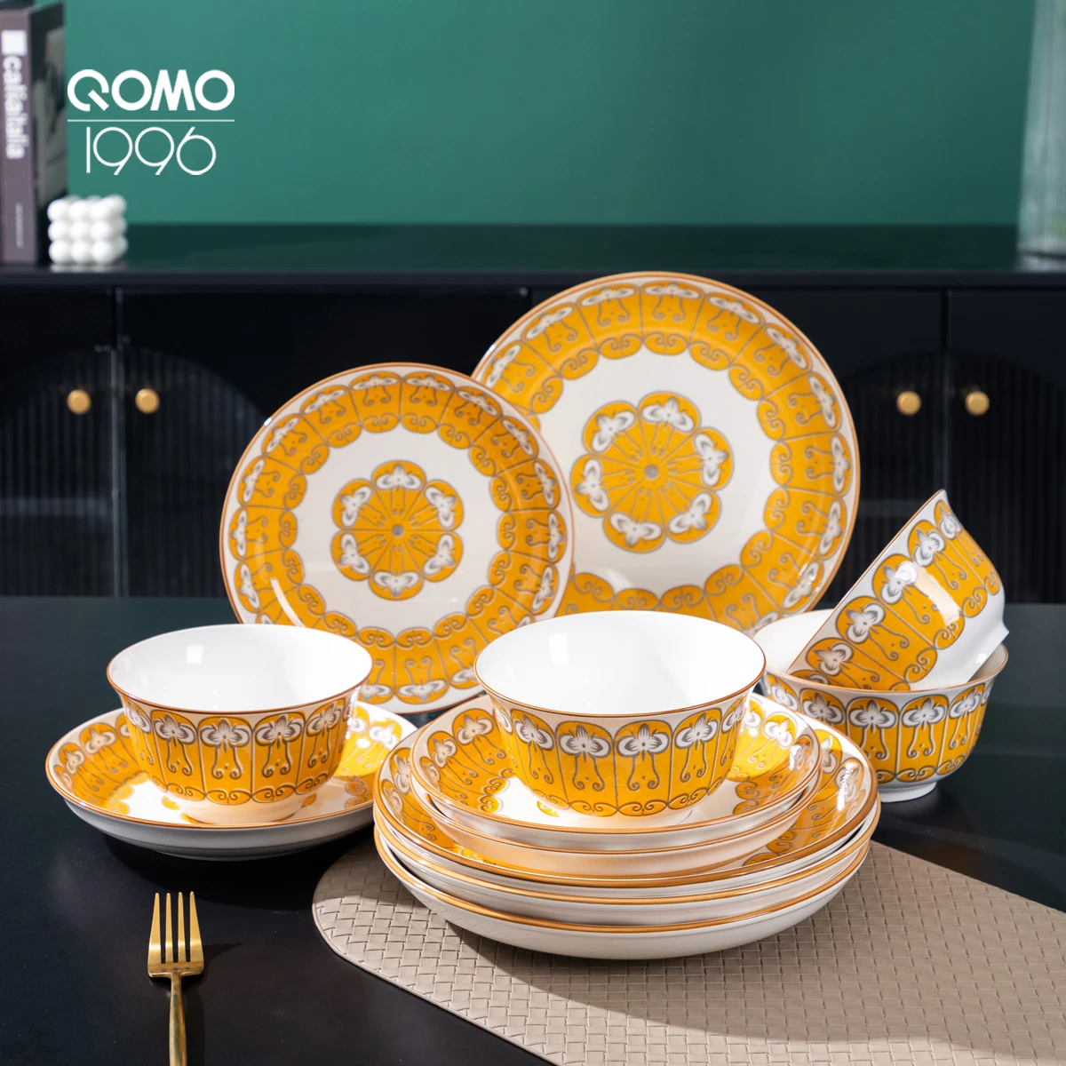 

12pcs Ceramic Dinnerware Set , Service for 4, Floral Design, Multicolor