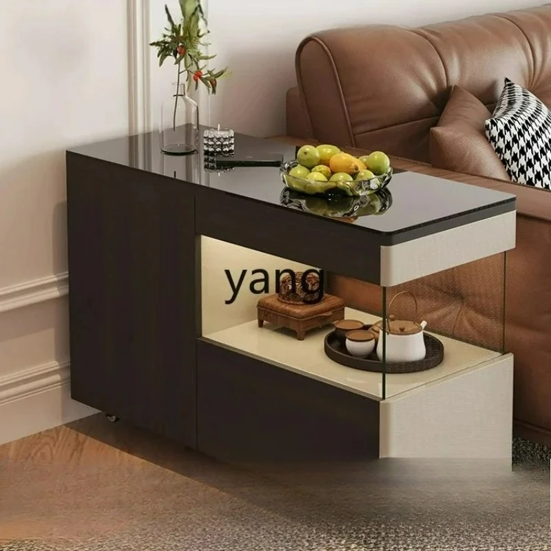 LTT living room can be lifted and moved solid wood trolley multi-functional sofa side small table