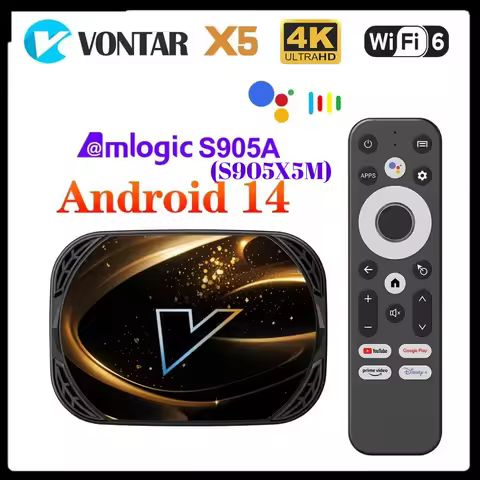 VONTAR Amlogic S905X5M S905A X5 Android 14.0 TV Box Media Player Andorid 14 1000M AV1 4K 60fps Google Player Youtube WiFi6 Box
