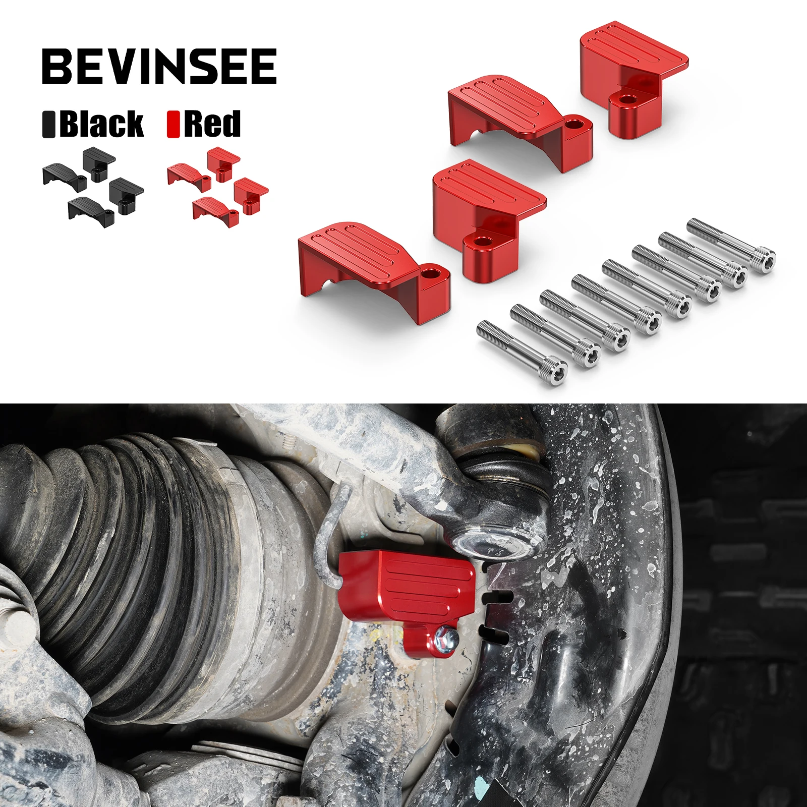 

BEVINSEE Billet Aluminium Front & Rear ABS Guards for Toyota 4Runner 2015-2024, Replace 89413-0C011