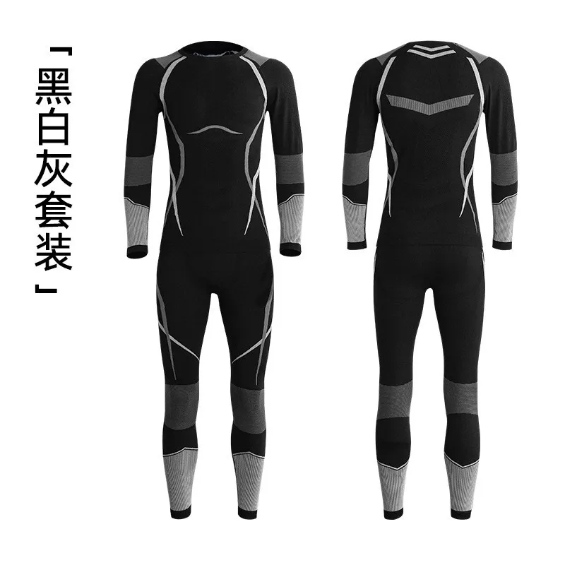 2 Pcs/Set 2025 Mens Tracksuit Gym Fitness Compression Sports Suit Clothes Running Skiing Training Wear Exercise Workout Tights