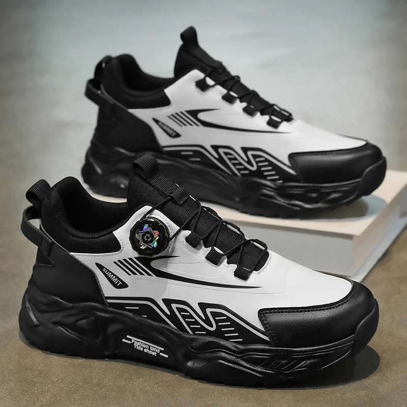 

Men's Korean casual sports shoes four season soft sole rotating shoelaces running shoes breathable walking shoe student sneakers