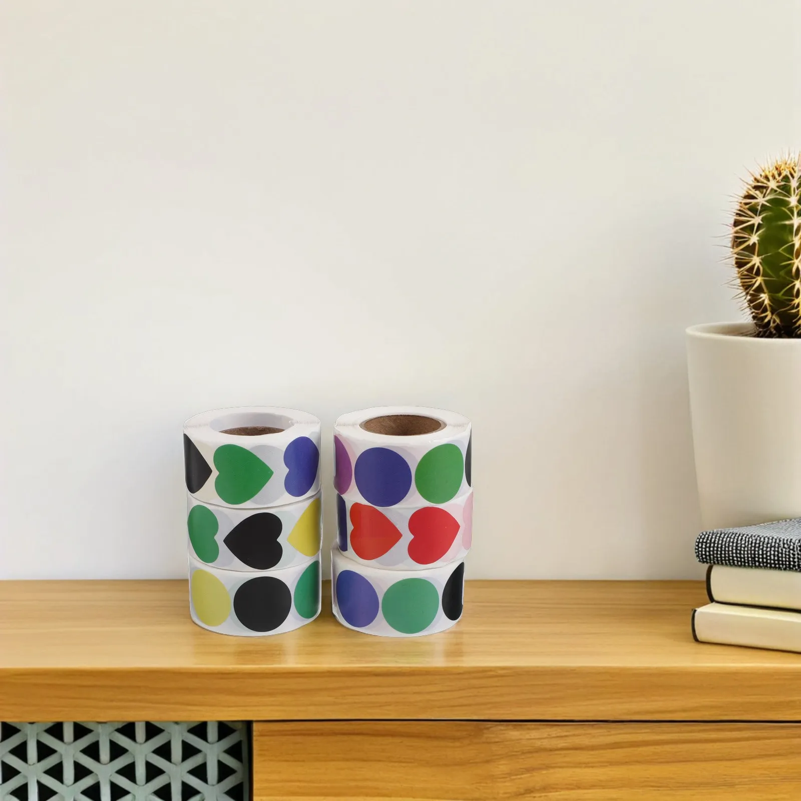 

500 шт. разноцветных круглых наклеек в форме сердца, самоклеящиеся этикетки для скрапбукинга, поделок ко Дню святого Валентина, украшений на тему любви, многоразовые