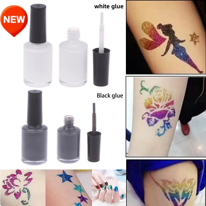 

Glitter Tattoo Body Glue 16ml Fashion Painted White Black Glue Body Adhesive For Temporary Glitter Tattoos Body Nail Art Tattoo