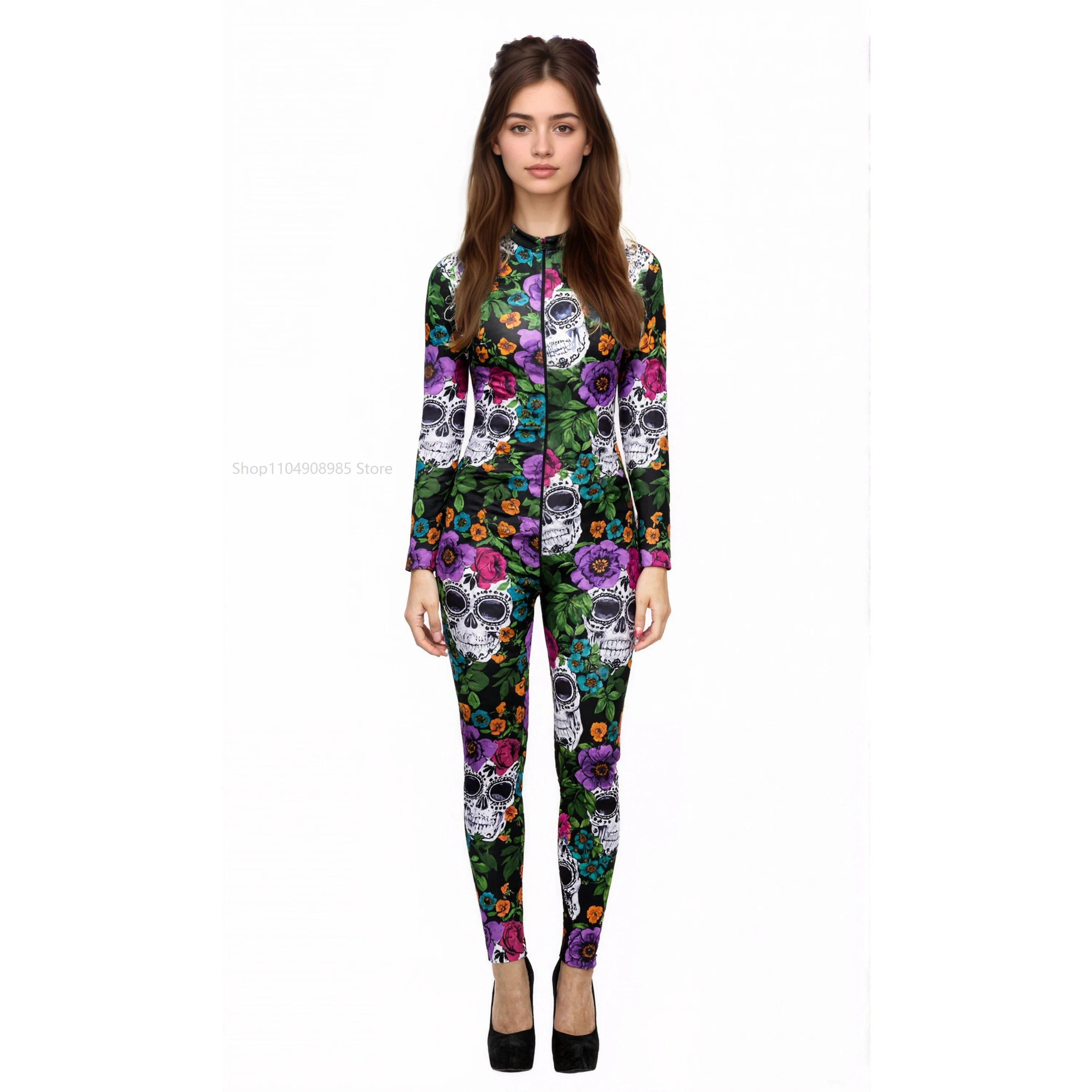 Kadın Gotik Çiçekli Kafatası B - Romper Floral Print incelemesi ve fiyatı