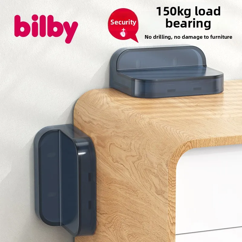 Abs No-Drill Furniture Anti-Tip Fixing Device Bookcases Wardrobes Cabinets Shoe Storage Discreet Childproof Wall Restraint