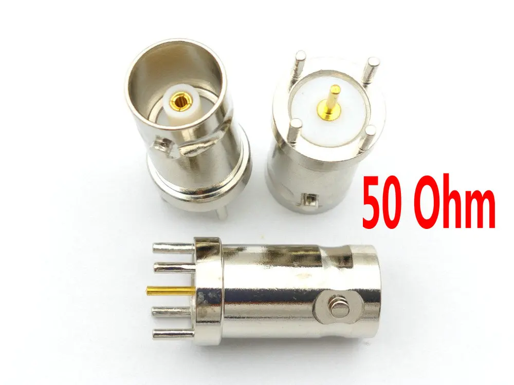 BRASS 50 Ohm/75 Ohm  copper RF coax connector BNC female solder PCB mount CONNECTOR