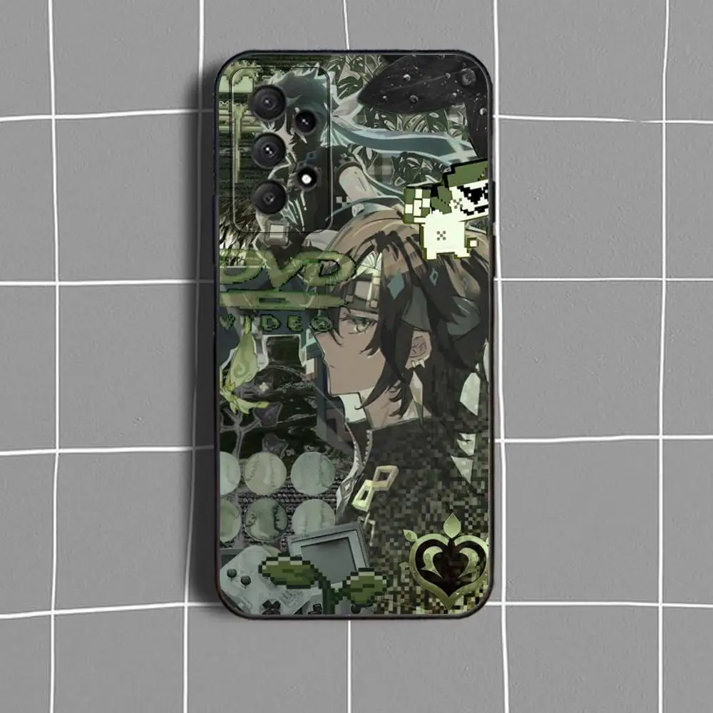 حافظة هاتف K-Kinich Genshin ImpactS لهاتف سامسونج جالاكسي A73,31,32,72,41,53,52,71,22,5G,Note,J7,8,9 غطاء أسود ناعم