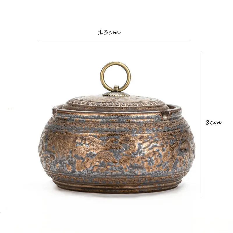 Japanese style rusty ashtray ceramic ancient well ashtray smoke cup home living room decoration office tea desktop ornaments