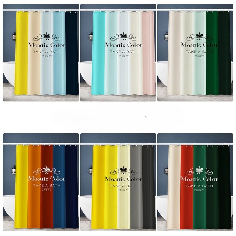 

Занавеска для душа в красочную полоску, водонепроницаемая занавеска для ванной комнаты с крючками, современный стиль, простой декор для туалета, 200 см, водонепроницаемая