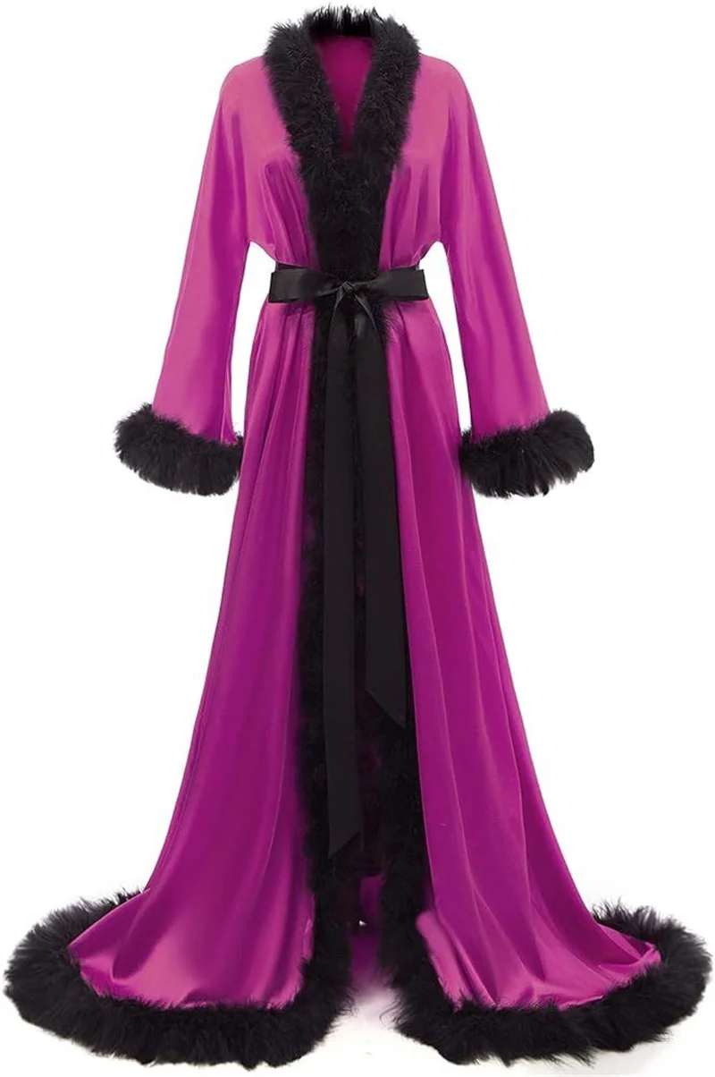 

Feather Women Pregnant Prom Dress For Photo Shoot Sexy V Neck Belted Full Sleeves Bridal Morning Robe Customized Party Gown