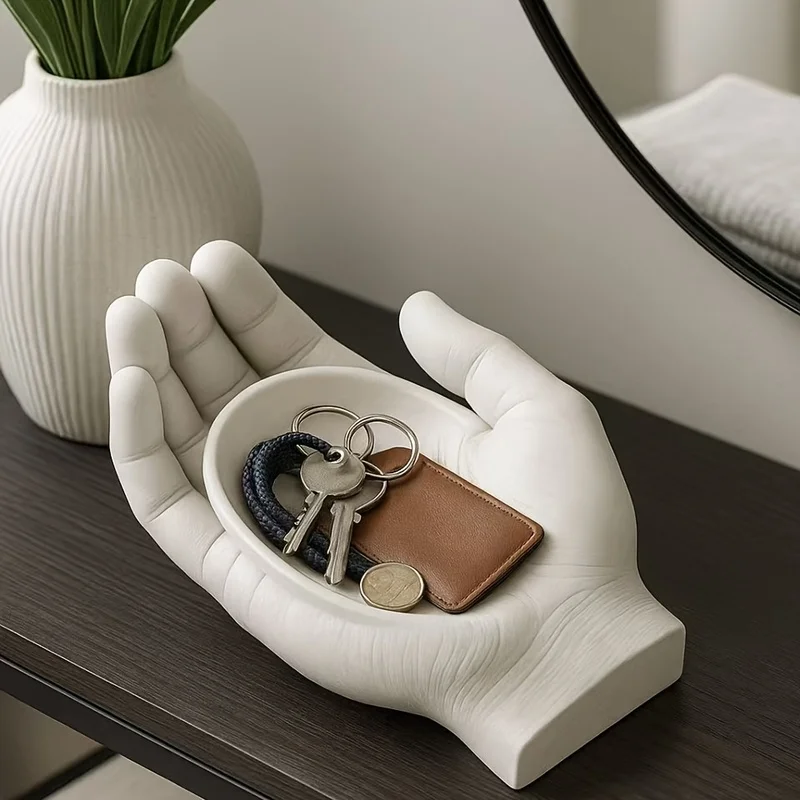 Open-Palm Debris Storage Tray, Hand-Shaped Decorative Desktop Organizer Tray for Jewelry Small Sundries