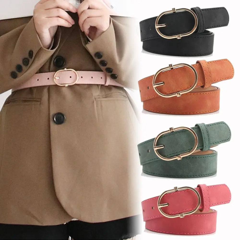 

Модный замшевый кожаный ремень с пряжкой, роскошный дизайн, деловой пояс в стиле ретро, повседневный пояс для женщин