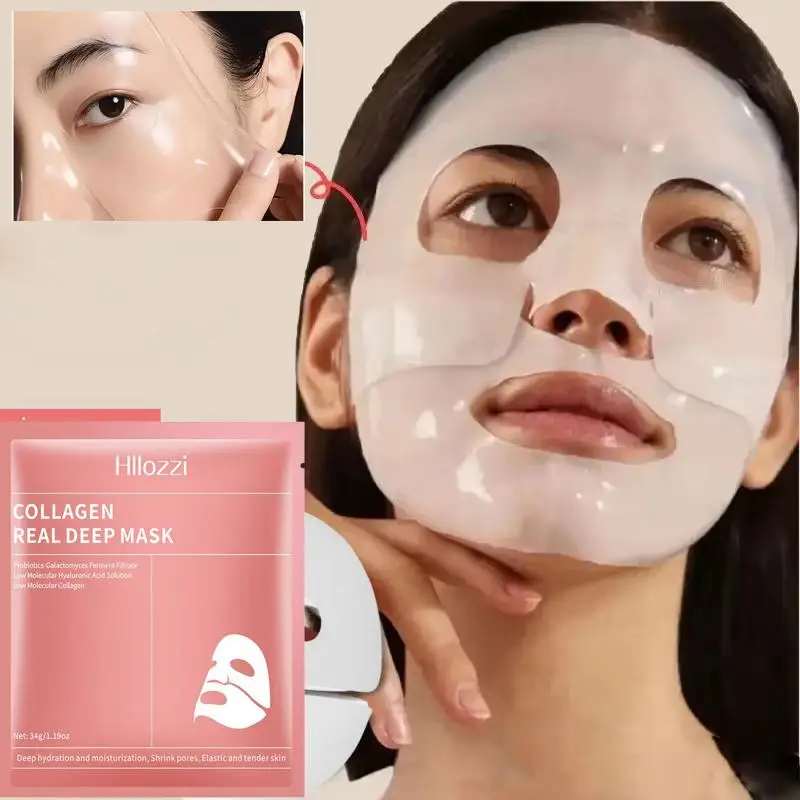 34g X4ea Collagen Real Deep Mask, Hydrating Overnight Hydrogel Mask, Pore Minimizing, Elasticity Improvement Collagen Face Mask