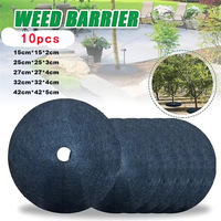 10x Weed Mat Non-Woven Fabric Round Weeding Cloth Barrier Plant Trunk Protection Cover Anti Grass Tree Mulch For Garden Lawn Pot