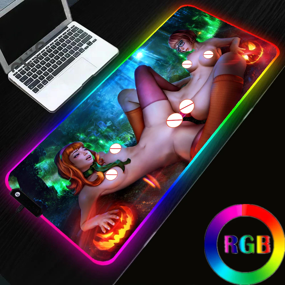 

Sexy Anime Girl Big Tits Big Ass Busty Beauty RGB Gaming Mouse Pad LED Backlight Desk Pad Rubber Non-slip Thickening Tablemat