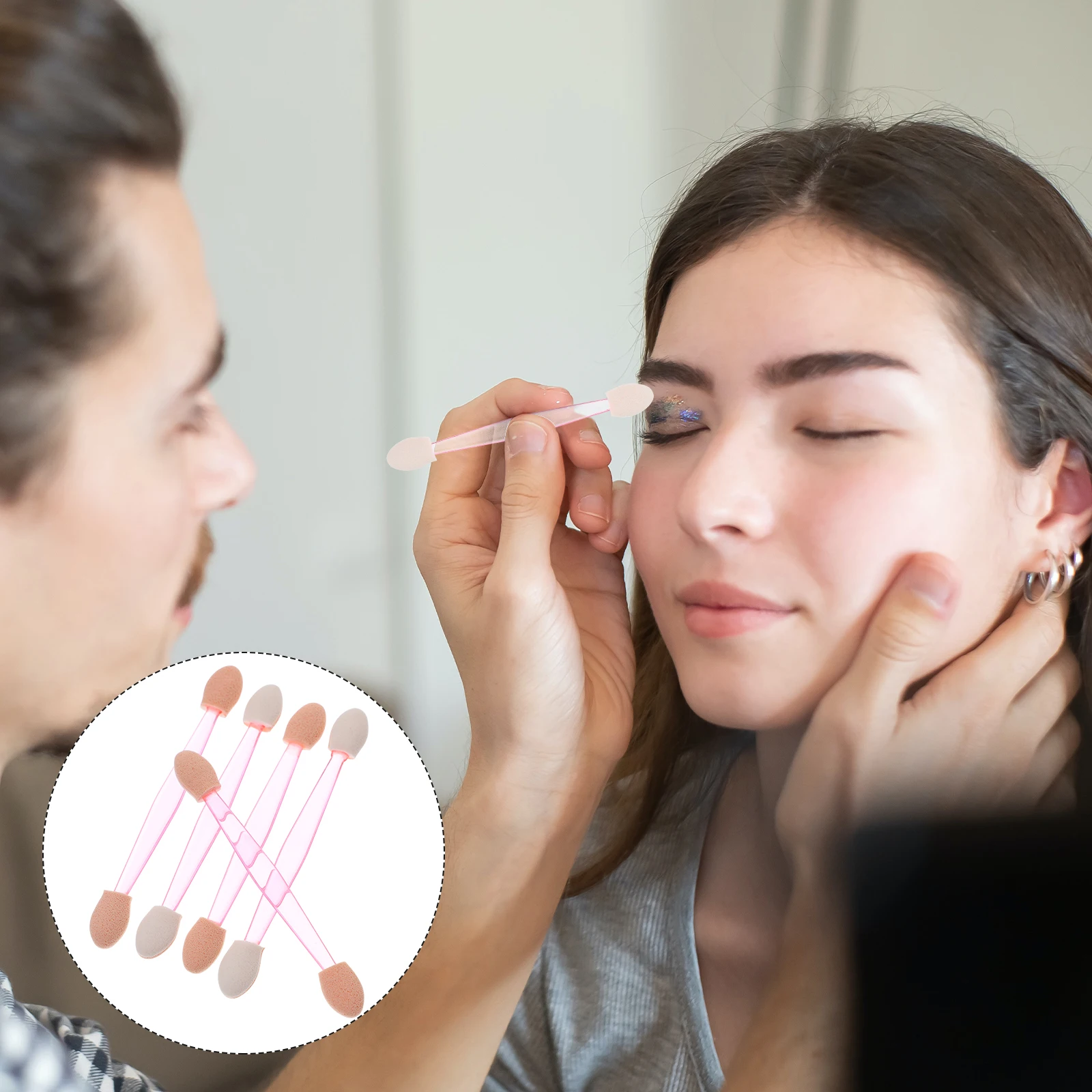 

1 set Disposable Eyeshadow Brush Double-Ended Dual Sides Soft Sponge Applicator Lightweight Portable Makeup Tool For Women