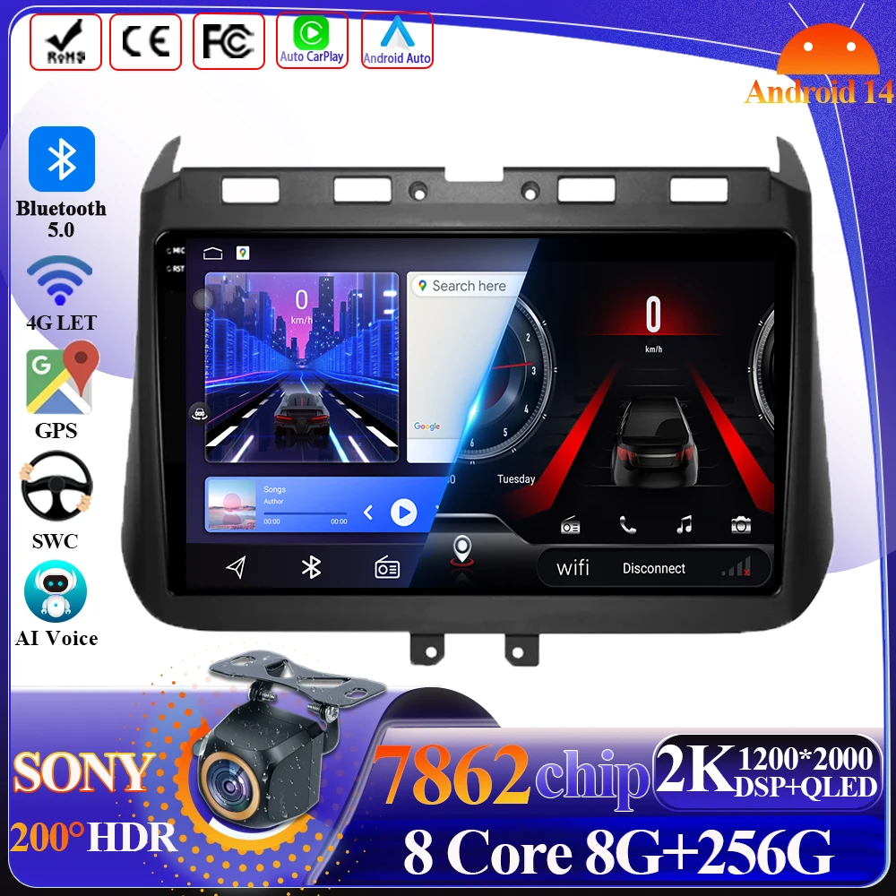 Android 14 Auto For Honda Crosstour 2014-2016 Wireless Carplay Car Head Unit Multimedia Player Navigation 5G Wifi Touch Display