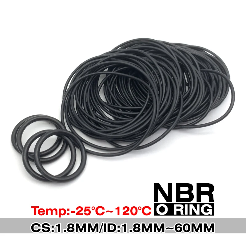 Durable NBR 70 Hardness O-Rings for High Pressure Applications 20Pcs CS 1.8mm ID 1.8mm~60mm Chemical Resistant Buna-N O-Rings